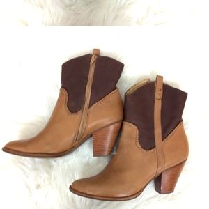 Super EUC 😍 Jack Rogers 💕⭐ 2-tone brown leather 👢booties👢 sz 10